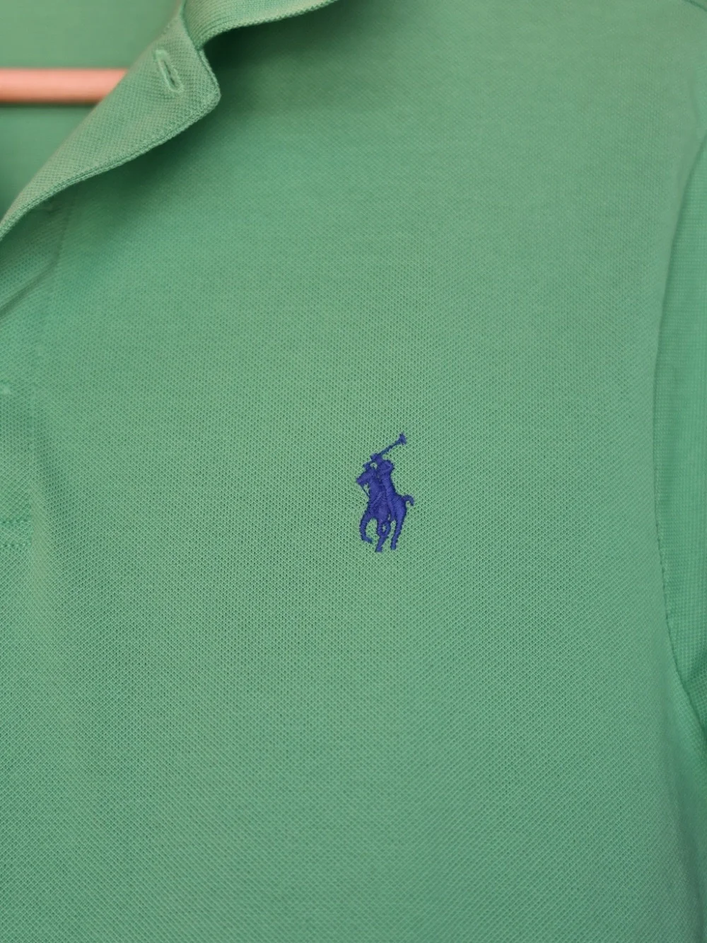 Polo Ralph Lauren Slim Fit Stretch Mesh Polo Shirt Green Blue Pony Men’s M